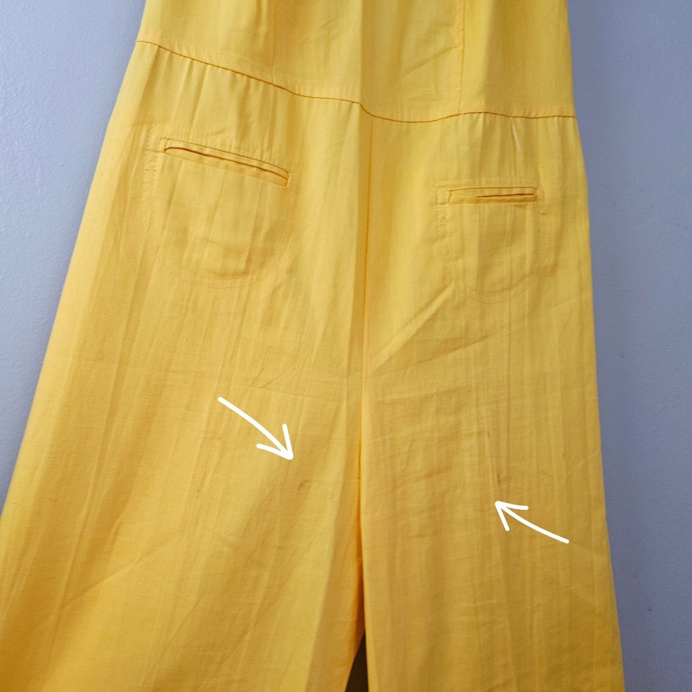 Vintage‎ Wide Leg Halter Jumpsuit Sz XS S Yellow Open Back - Picture 6 of 14